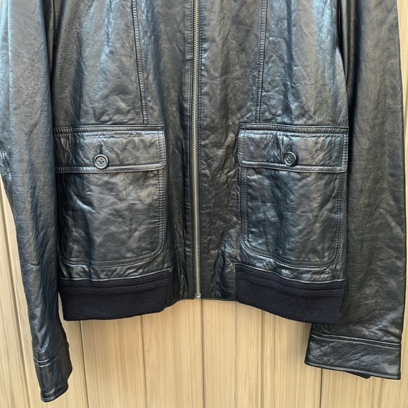 Banana Republic Leather Jacket Men's Large Bomber Style Full Zip Academia Preppy - Picture 3 of 15